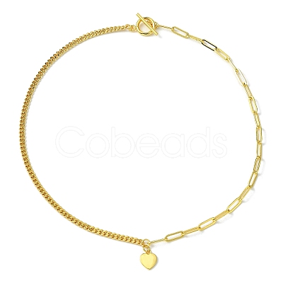 Brass Pendant Necklaces with Curb & Paperclip Chains NJEW-JN04608-01-1