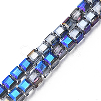Electroplate Transparent Glass Beads Strands EGLA-N002-28-C06-1