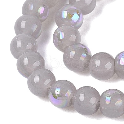 Electroplate Imitation Jade Glass Beads Strands EGLA-Q132-6MM-01B-11-1