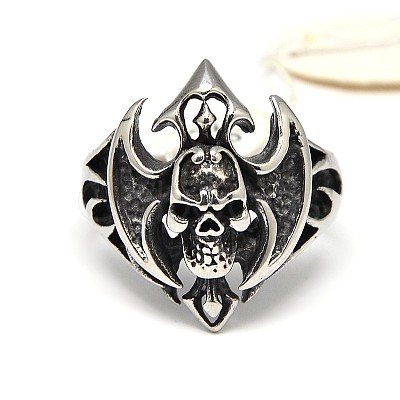 Personalized 304 Stainless Steel Skull Wide Band Rings for Men RJEW-F018-15-1