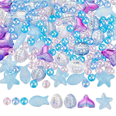 Transparent Spray Painted Glass & Acrylic Beads Findings Kits FIND-HY0004-64A-1