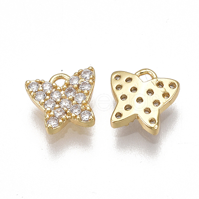 Brass Micro Pave Cubic Zirconia Charms X-KK-T038-363G-1