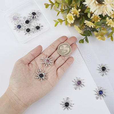 20Pcs Natural Gemstone Pendants FIND-SC0003-99-1