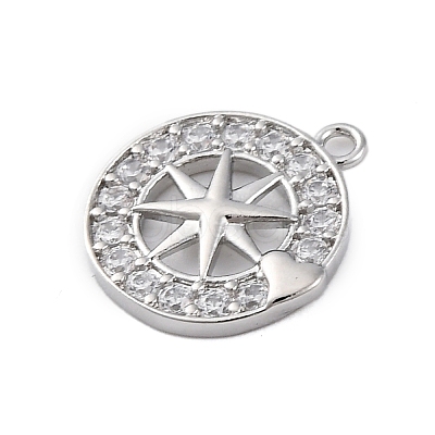 Brass Micro Pave Cubic Zirconia Pendants KK-P289-05P-1