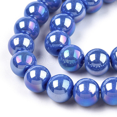 Electroplate Opaque Glass Beads Strands GLAA-T032-P6mm-AB11-1