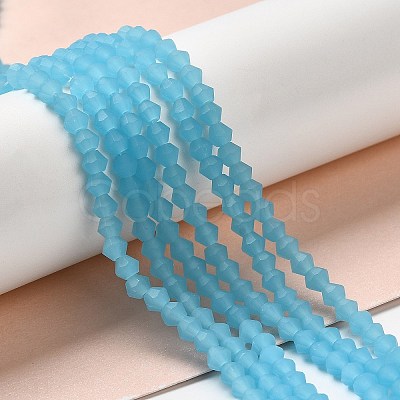 Imitation Jade Frosted Glass Bead Strands GLAA-F029-JM4mm-B03-1