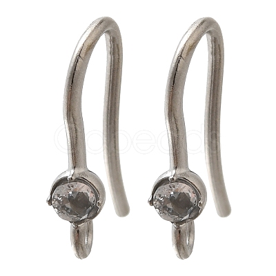 304 Stainless Steel Rhinestone Earring Hooks STAS-D310-01P-04-1
