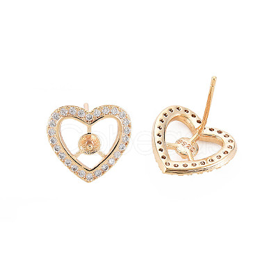 Brass Micro Pave Clear Cubic Zirconia Stud Earring Findings KK-S364-282-1