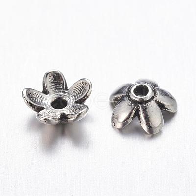 Tibetan Style Zinc Alloy Bead Caps TIBEB-6.5x3-AS-FF-1