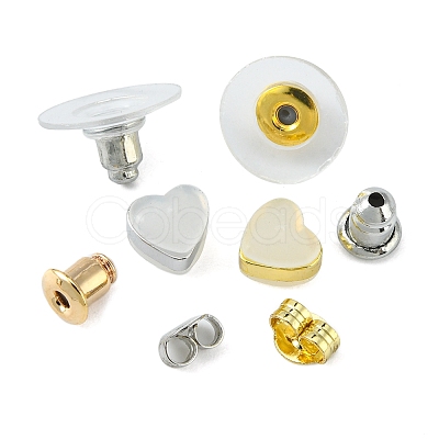 142Pcs 8 Style Brass & Silicone Earring Nuts KK-YW0001-43-1