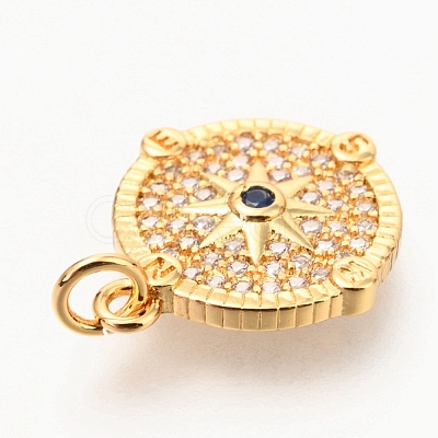 Brass Micro Pave Clear & Royal Blue Cubic Zirconia Pendants ZIRC-O036-15G-1