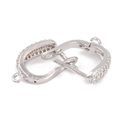 Rack Plating Brass Cubic Zirconia Hoop Earring Findings KK-S374-04P-03-1