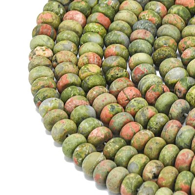 Natural Unakite Beads Strands G-P575-A12-8x5mm-01-1