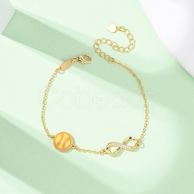 Sports Brass Micro Pave Cubic Zirconia Infinity Link Bracelets BJEW-D386-01D-G-1
