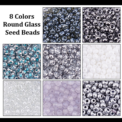 80G 8 Colors Round Glass Seed Beads SEED-PH0002-42-1