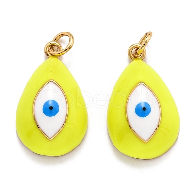 Brass Enamel Pendants KK-O140-01G-1