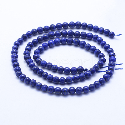 Natural Lapis Lazuli Beads Strands G-P342-01-4mm-A-1