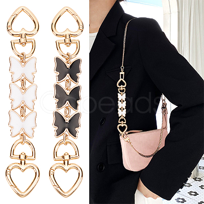 2Pcs 2 Colors Butterfly Alloy Enamel Bag Strap Extender FIND-WR0007-24-1