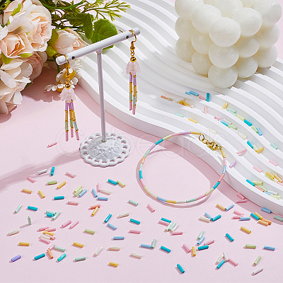 60G Baking Paint Glass Tube Beads GLAA-SC0003-43A-1