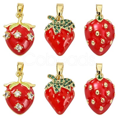 6Pcs 3 Styles Brass Enamel Pendants KK-CJ0004-14-1