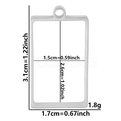 Non-Tarnish Stainless Steel Open Back Bezel Pendants PW-WGB5BE7-15-1
