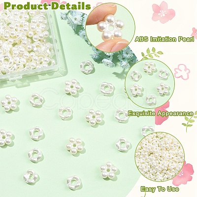 200Pcs 2 Styles ABS Imitation Pearl Beads OACR-YW0004-44-1
