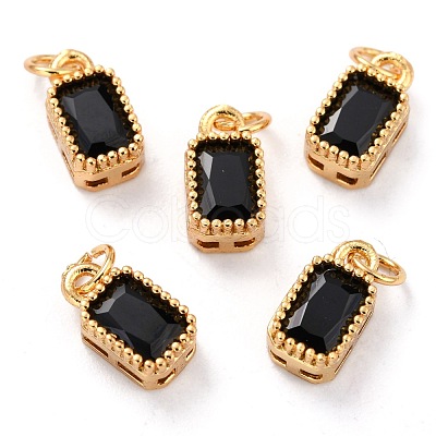 Real 18K Gold Plated Brass Inlaid Cubic Zirconia Charms ZIRC-L100-075G-07-1