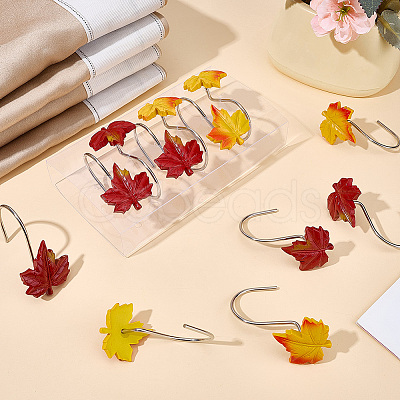 12Pcs Leaf Resin Shower Curtain Hook AJEW-SP0006-01B-1