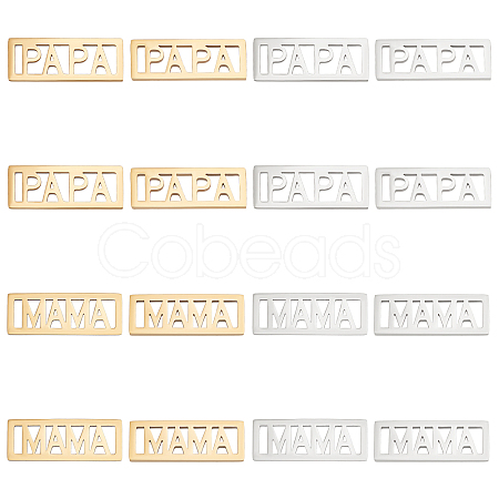 16Pcs 4 Styles 201 Stainless Steel Filigree Joiners STAS-UN0035-71-1