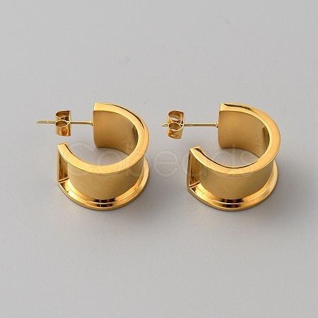 Stainless Steel Round Stud Earring Finding STAS-WH0016-55G-1
