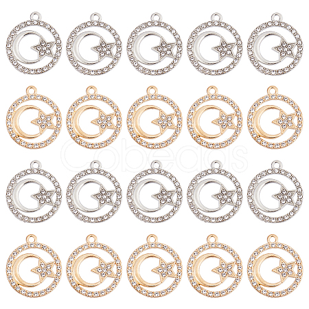 60Pcs 2 Colors Alloy Crystal Rhinestone Pendants FIND-DC0006-39-1