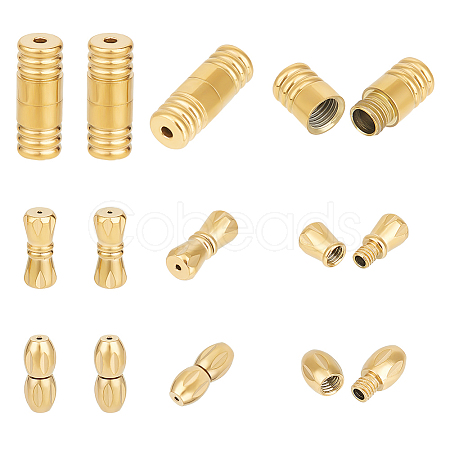 Unicraftale 12Pcs 3 Styles 304 Stainless Steel Screw Clasps Sets STAS-UN0050-11-1