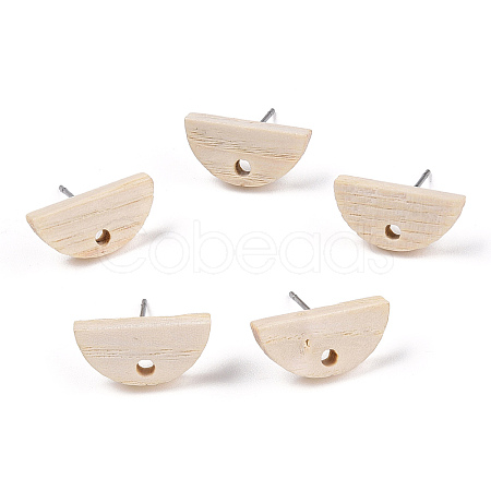 Ash Wood Stud Earring Findings EJEW-N017-011N-1