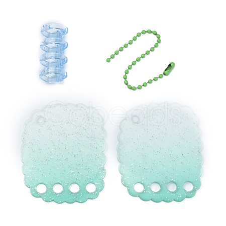 Gradient Glitter Plastic Loose Leaf DIY Disc Keychain ZXFQ-WH0001-06C-1