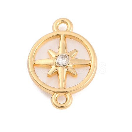 Alloy Crystal Rhinestone & Acrylic Flat Round with Star Links Connector Charms FIND-U007-05G-1