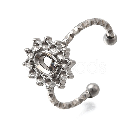 Oval 304 Stainless Steel Adjustable Cuff Ring Components STAS-H237-02A-P-1