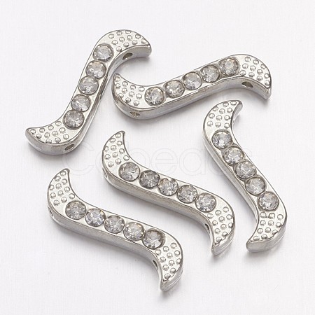 Alloy S-Shape Rhinestone Spacers Bars X-ALRI-H003-1-1