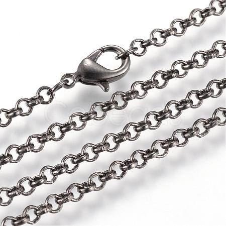 Iron Rolo Chains Necklace Making MAK-R015-60cm-B-1