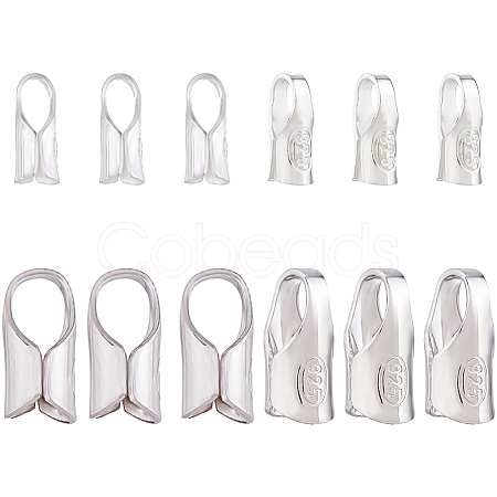 12Pcs 2 Styles S925 Sterling Silver Cord End STER-HS0001-32B-1