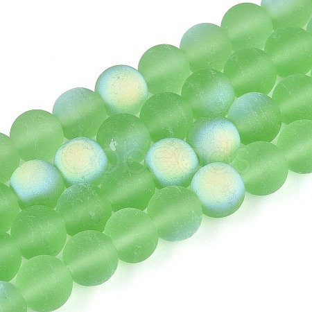 Frosted Transparent Glass Beads Strands GLAA-T032-T8mm-MBB17-1