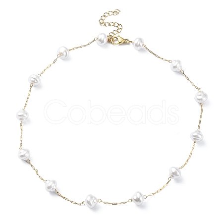 ABS Plastic Imitation Pearl Beaded Chain Necklaces NJEW-JN04329-1