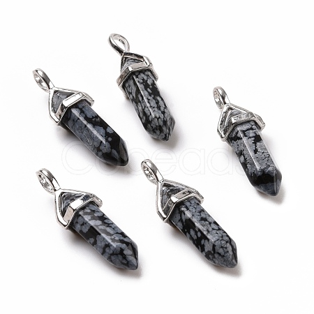 Natural Snowflake Obsidian Pointed Pendants G-K329-65P-1