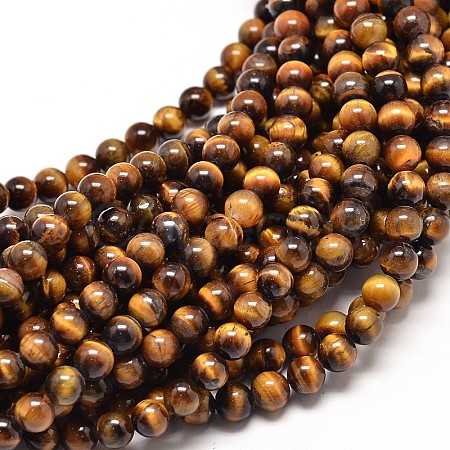 Natural Tiger Eye Round Bead Strands G-P072-33-8mm-1