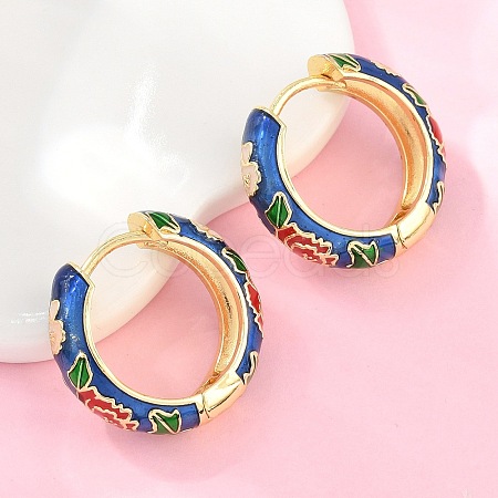 Brass Enamel Hoop Earrings KK-CBA8324-13G-02-1