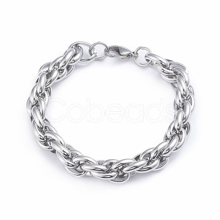 Tarnish Resistant 304 Stainless Steel Rope Chain Bracelets BJEW-L673-003-P-1