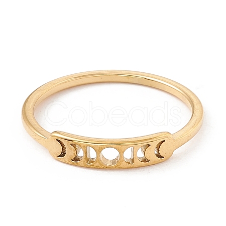 201 Stainless Steel Moon Phase Finger Ring for Women RJEW-A006-04G-1-1