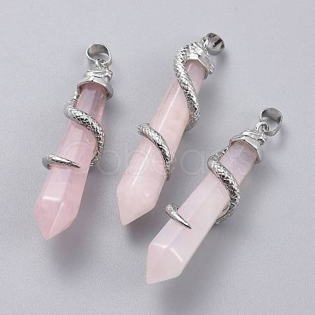 Natural Rose Quartz Big Pointed Pendants X-G-F696-B13-1