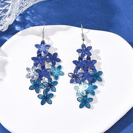 430 Stainless Steel Flower Dangle Earrings EJEW-A137-07P-04-1