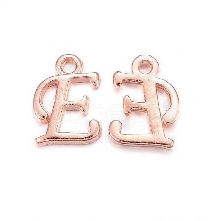 Rose Gold Plated Alloy Letter Pendants X-PALLOY-J718-01RG-E-1