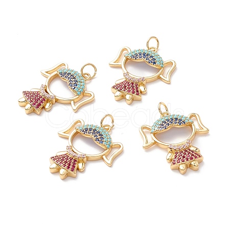 Brass Micro Pave Colorful Cubic Zirconia Pendants ZIRC-Z019-38G-NR-1